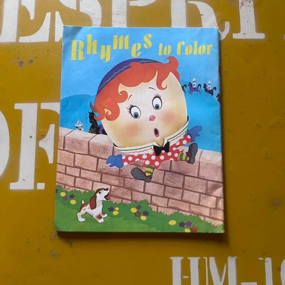 Vintage Rhymes To Color Children's Coloring Book Mid‎ Century Retro Decor Prop